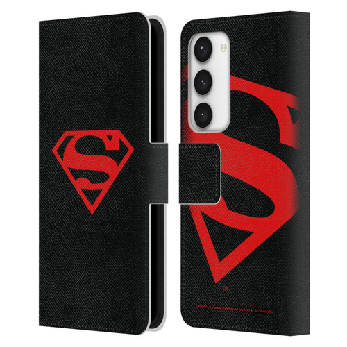 Superman DC Comics Logos Black And Red Leather Book Wallet Case Cover For Samsung Galaxy S23 5G