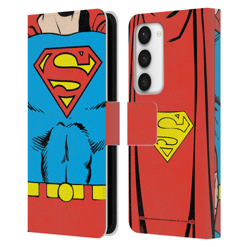 Superman DC Comics Logos Classic Costume Leather Book Wallet Case Cover For Samsung Galaxy S23 5G