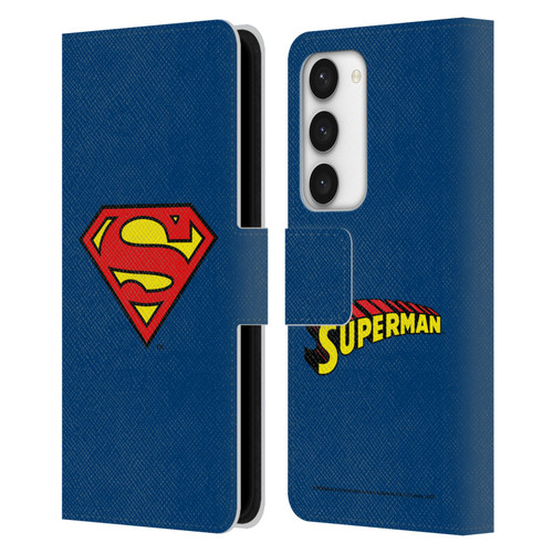 Superman DC Comics Logos Classic Leather Book Wallet Case Cover For Samsung Galaxy S23 5G
