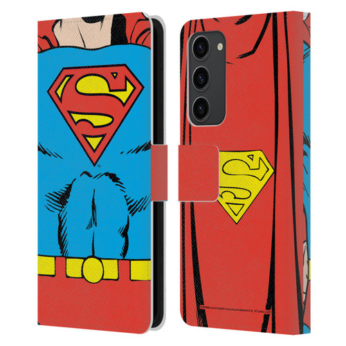 Superman DC Comics Logos Classic Costume Leather Book Wallet Case Cover For Samsung Galaxy S23+ 5G