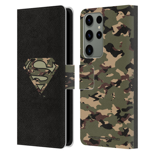 Superman DC Comics Logos Camouflage Leather Book Wallet Case Cover For Samsung Galaxy S23 Ultra 5G