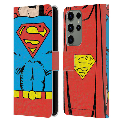 Superman DC Comics Logos Classic Costume Leather Book Wallet Case Cover For Samsung Galaxy S23 Ultra 5G