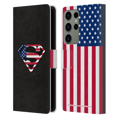 Superman DC Comics Logos U.S. Flag 2 Leather Book Wallet Case Cover For Samsung Galaxy S23 Ultra 5G
