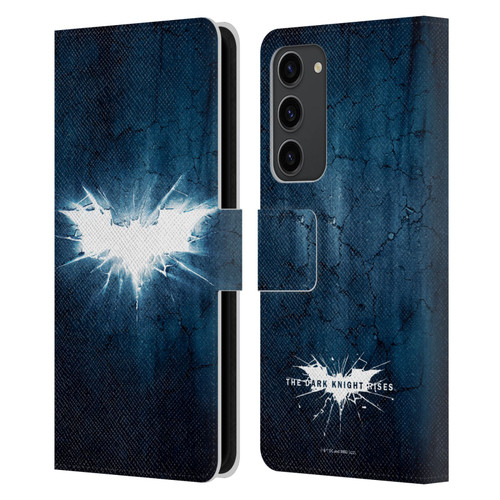 The Dark Knight Rises Logo Grunge Leather Book Wallet Case Cover For Samsung Galaxy S23+ 5G