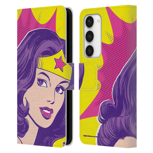 Wonder Woman DC Comics Vintage Art Pop Art Leather Book Wallet Case Cover For Samsung Galaxy S23 5G