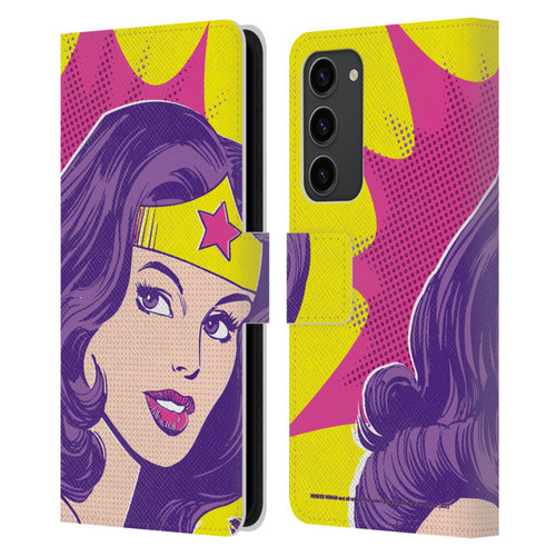 Wonder Woman DC Comics Vintage Art Pop Art Leather Book Wallet Case Cover For Samsung Galaxy S23+ 5G