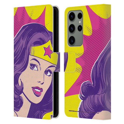 Wonder Woman DC Comics Vintage Art Pop Art Leather Book Wallet Case Cover For Samsung Galaxy S23 Ultra 5G