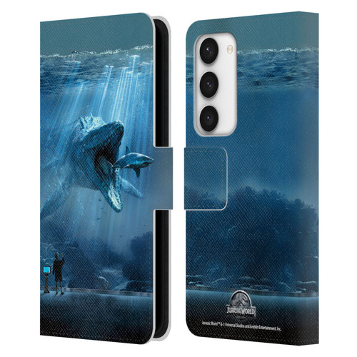 Jurassic World Key Art Mosasaurus Leather Book Wallet Case Cover For Samsung Galaxy S23 5G