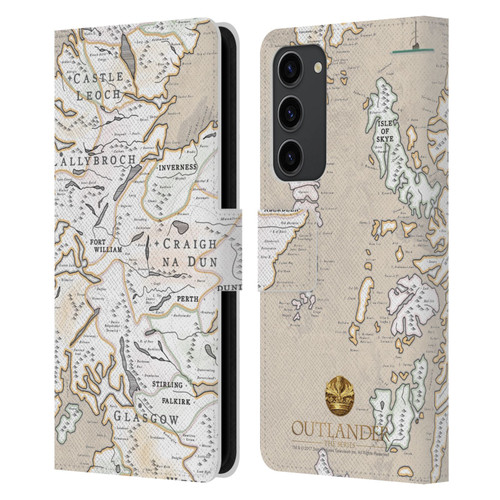 Outlander Seals And Icons Map Leather Book Wallet Case Cover For Samsung Galaxy S23+ 5G