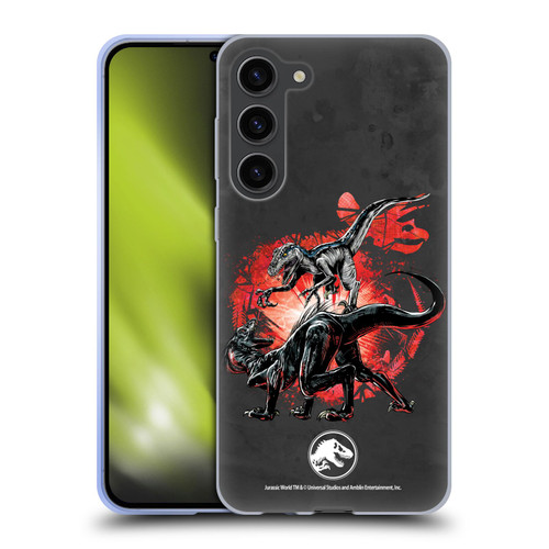 Jurassic World Fallen Kingdom Key Art Raptors Battle Soft Gel Case for Samsung Galaxy S23+ 5G