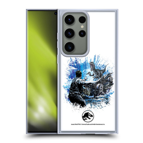 Jurassic World Fallen Kingdom Key Art Blue & Owen Distressed Look Soft Gel Case for Samsung Galaxy S23 Ultra 5G