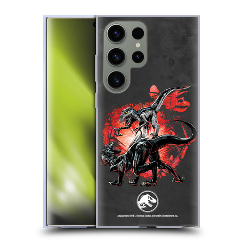 Jurassic World Fallen Kingdom Key Art Raptors Battle Soft Gel Case for Samsung Galaxy S23 Ultra 5G