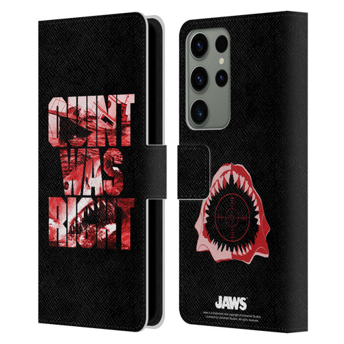 Jaws I Key Art Quint Was Right Leather Book Wallet Case Cover For Samsung Galaxy S23 Ultra 5G