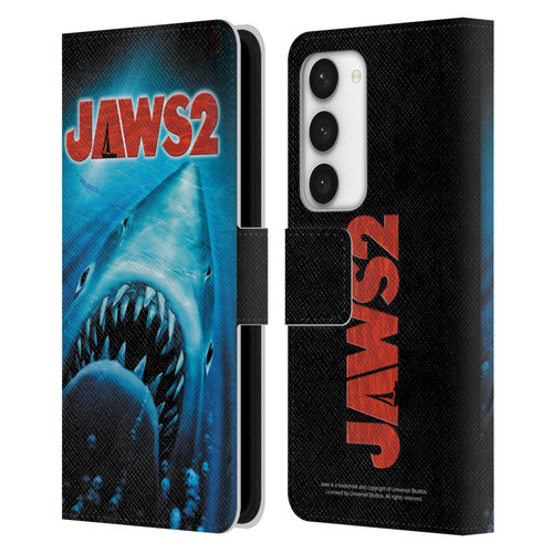 Jaws II Key Art Swimming Poster Leather Book Wallet Case Cover For Samsung Galaxy S23 5G