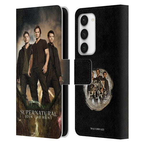 Supernatural Key Art Sam, Dean & Castiel 2 Leather Book Wallet Case Cover For Samsung Galaxy S23 5G