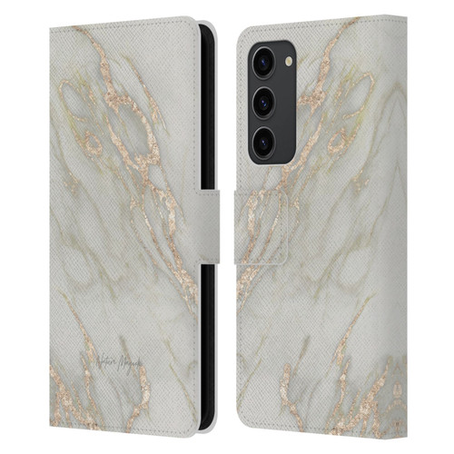 Nature Magick Marble Metallics Gold Leather Book Wallet Case Cover For Samsung Galaxy S23+ 5G