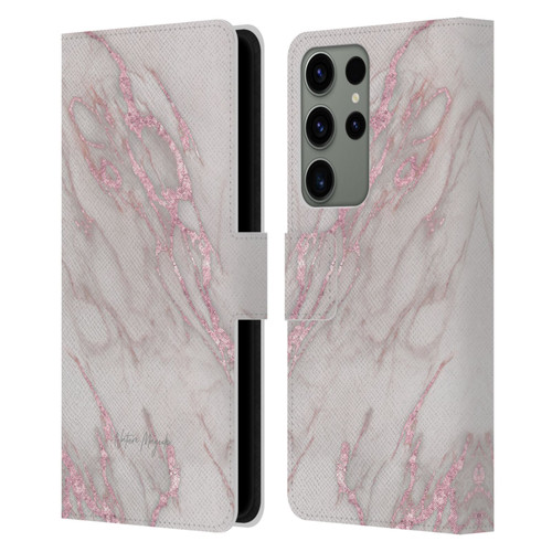 Nature Magick Marble Metallics Pink Leather Book Wallet Case Cover For Samsung Galaxy S23 Ultra 5G
