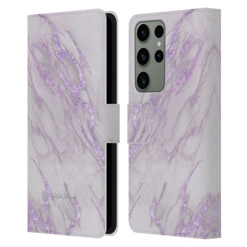 Nature Magick Marble Metallics Purple Leather Book Wallet Case Cover For Samsung Galaxy S23 Ultra 5G