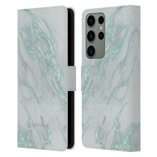 Nature Magick Marble Metallics Teal Leather Book Wallet Case Cover For Samsung Galaxy S23 Ultra 5G