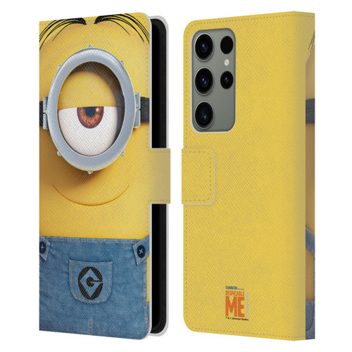 Despicable Me Full Face Minions Stuart Leather Book Wallet Case Cover For Samsung Galaxy S23 Ultra 5G