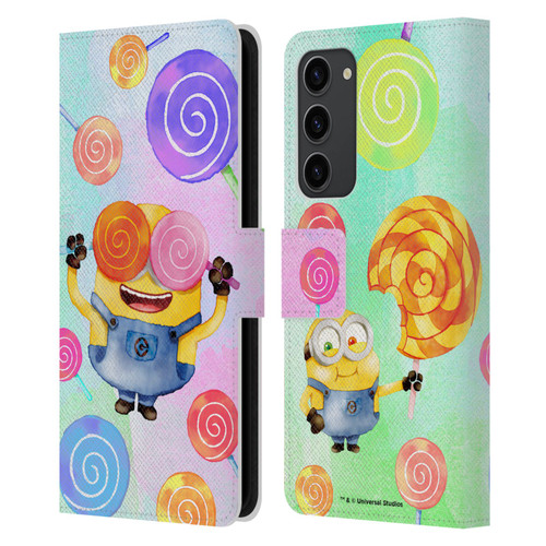 Despicable Me Watercolour Minions Bob Lollipop Leather Book Wallet Case Cover For Samsung Galaxy S23+ 5G