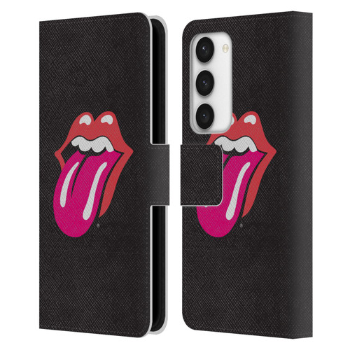 The Rolling Stones Graphics Pink Tongue Leather Book Wallet Case Cover For Samsung Galaxy S23 5G
