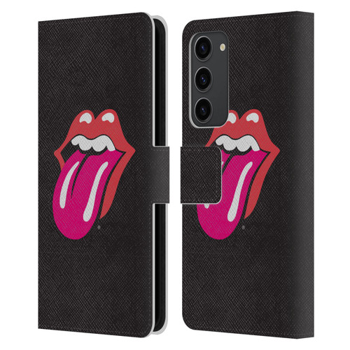 The Rolling Stones Graphics Pink Tongue Leather Book Wallet Case Cover For Samsung Galaxy S23+ 5G