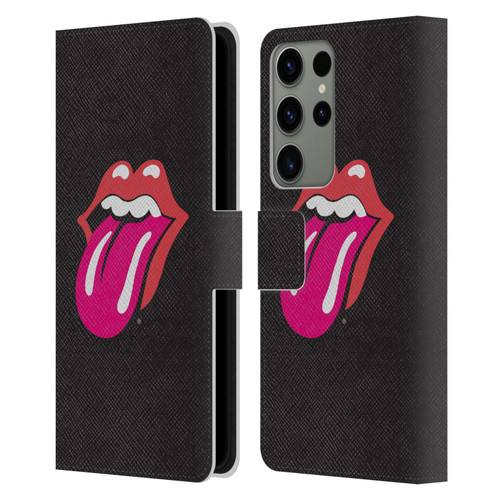 The Rolling Stones Graphics Pink Tongue Leather Book Wallet Case Cover For Samsung Galaxy S23 Ultra 5G