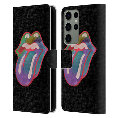 The Rolling Stones Graphics Watercolour Tongue Leather Book Wallet Case Cover For Samsung Galaxy S23 Ultra 5G