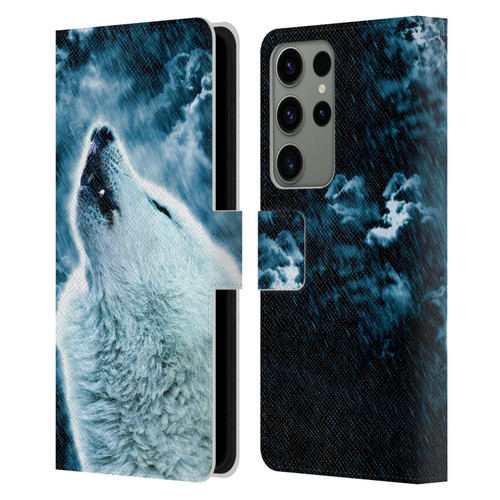 Simone Gatterwe Animals 2 Howling Wolf Leather Book Wallet Case Cover For Samsung Galaxy S23 Ultra 5G