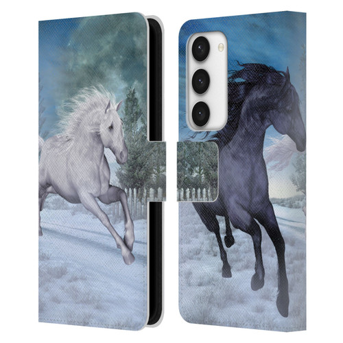 Simone Gatterwe Horses Freedom In The Snow Leather Book Wallet Case Cover For Samsung Galaxy S23 5G