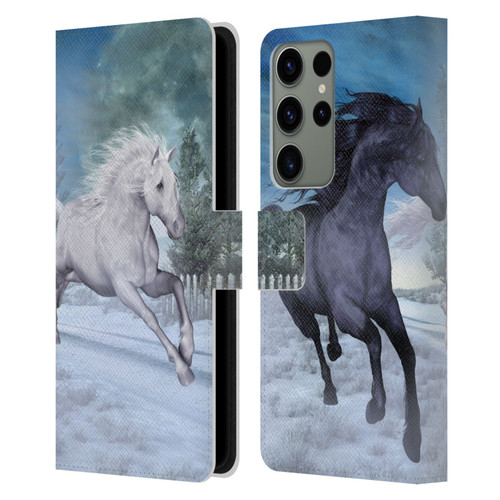 Simone Gatterwe Horses Freedom In The Snow Leather Book Wallet Case Cover For Samsung Galaxy S23 Ultra 5G