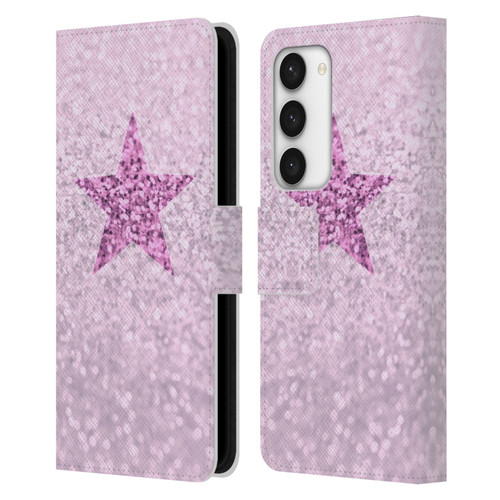 Monika Strigel Glitter Star Pastel Pink Leather Book Wallet Case Cover For Samsung Galaxy S23 5G