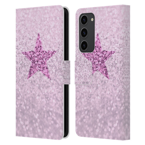 Monika Strigel Glitter Star Pastel Pink Leather Book Wallet Case Cover For Samsung Galaxy S23+ 5G