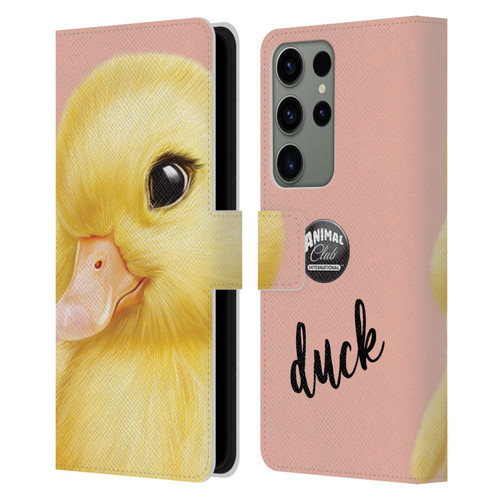 Animal Club International Faces Duck Leather Book Wallet Case Cover For Samsung Galaxy S23 Ultra 5G