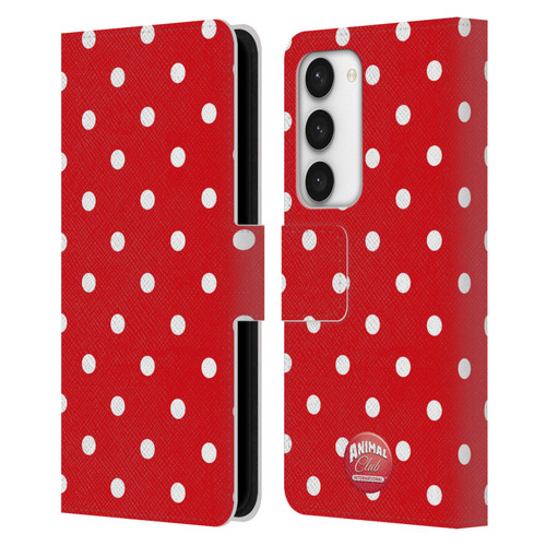 Animal Club International Patterns Polka Dots Red Leather Book Wallet Case Cover For Samsung Galaxy S23 5G