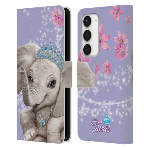 Animal Club International Royal Faces Elephant Leather Book Wallet Case Cover For Samsung Galaxy S23 5G