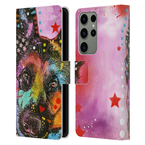 Dean Russo Dogs German Shepherd Leather Book Wallet Case Cover For Samsung Galaxy S23 Ultra 5G