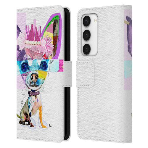 Michel Keck Animal Collage Chihuahua Leather Book Wallet Case Cover For Samsung Galaxy S23 5G