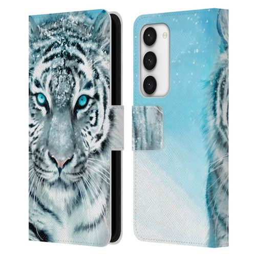 Aimee Stewart Animals White Tiger Leather Book Wallet Case Cover For Samsung Galaxy S23 5G