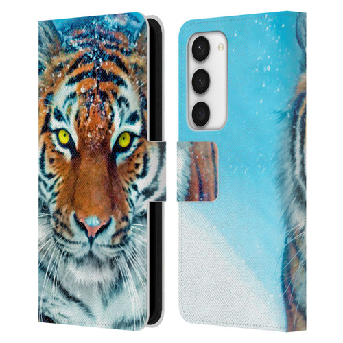 Aimee Stewart Animals Yellow Tiger Leather Book Wallet Case Cover For Samsung Galaxy S23 5G