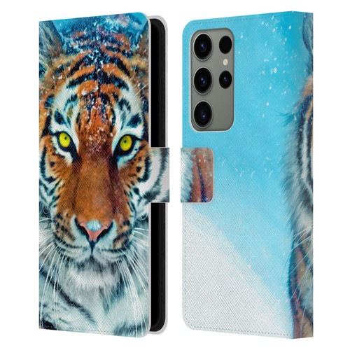 Aimee Stewart Animals Yellow Tiger Leather Book Wallet Case Cover For Samsung Galaxy S23 Ultra 5G