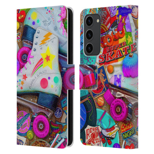Aimee Stewart Colourful Sweets Skate Night Leather Book Wallet Case Cover For Samsung Galaxy S23+ 5G