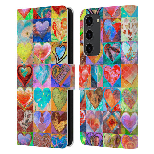 Aimee Stewart Colourful Sweets Hearts Grid Leather Book Wallet Case Cover For Samsung Galaxy S23+ 5G