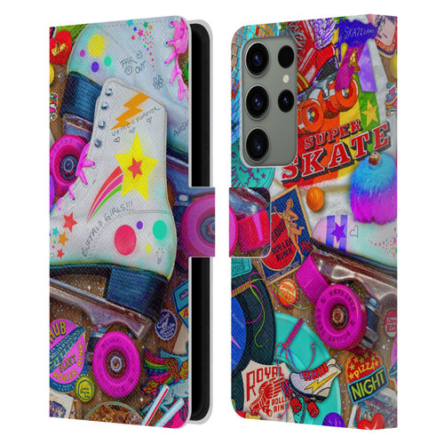 Aimee Stewart Colourful Sweets Skate Night Leather Book Wallet Case Cover For Samsung Galaxy S23 Ultra 5G