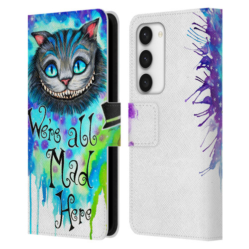 Pixie Cold Cats We Are All Mad Here Leather Book Wallet Case Cover For Samsung Galaxy S23 5G