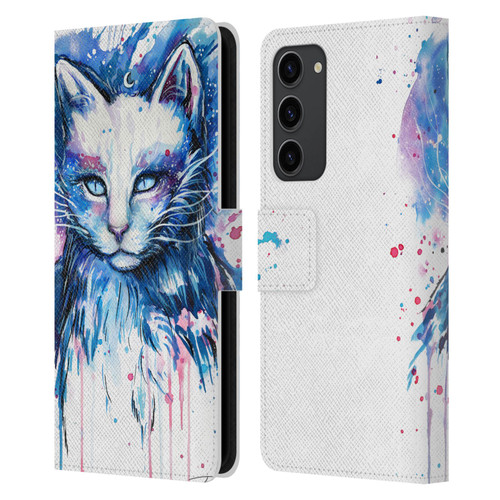 Pixie Cold Cats Space Leather Book Wallet Case Cover For Samsung Galaxy S23+ 5G