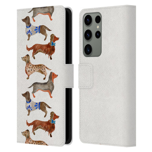 Cat Coquillette Animals Dachshunds Leather Book Wallet Case Cover For Samsung Galaxy S23 Ultra 5G