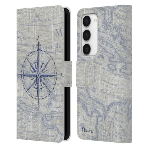 Paul Brent Nautical Vintage Compass Leather Book Wallet Case Cover For Samsung Galaxy S23 5G