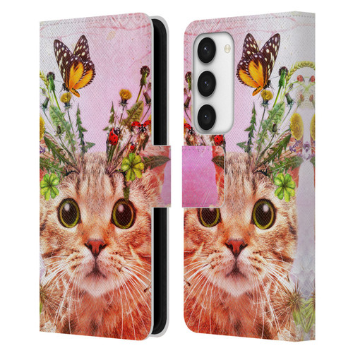 Jena DellaGrottaglia Animals Kitty Leather Book Wallet Case Cover For Samsung Galaxy S23 5G